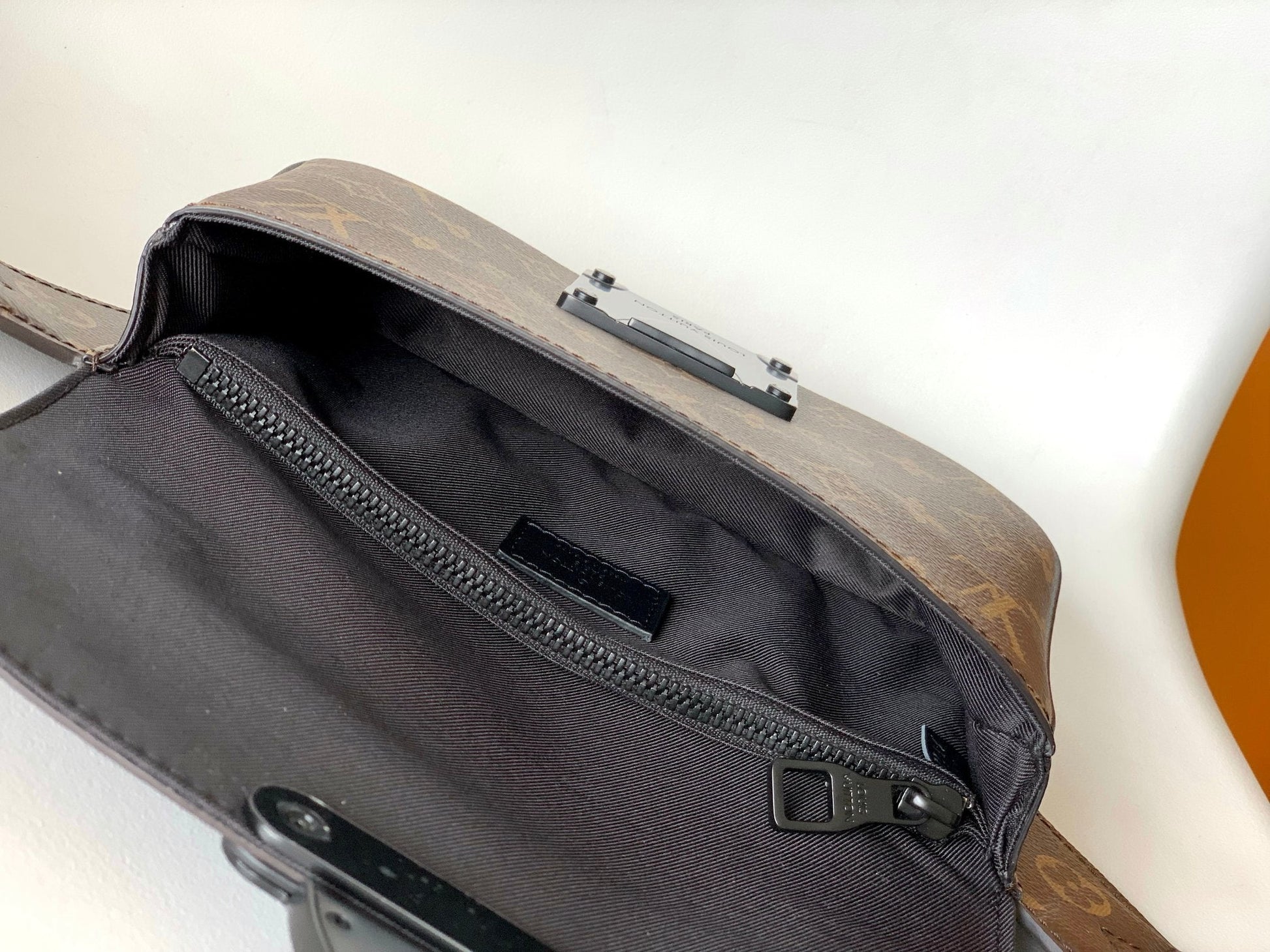 LV  S Lock Sling Bag 21cm Brown Black Monogram Macassar Canvas mysite