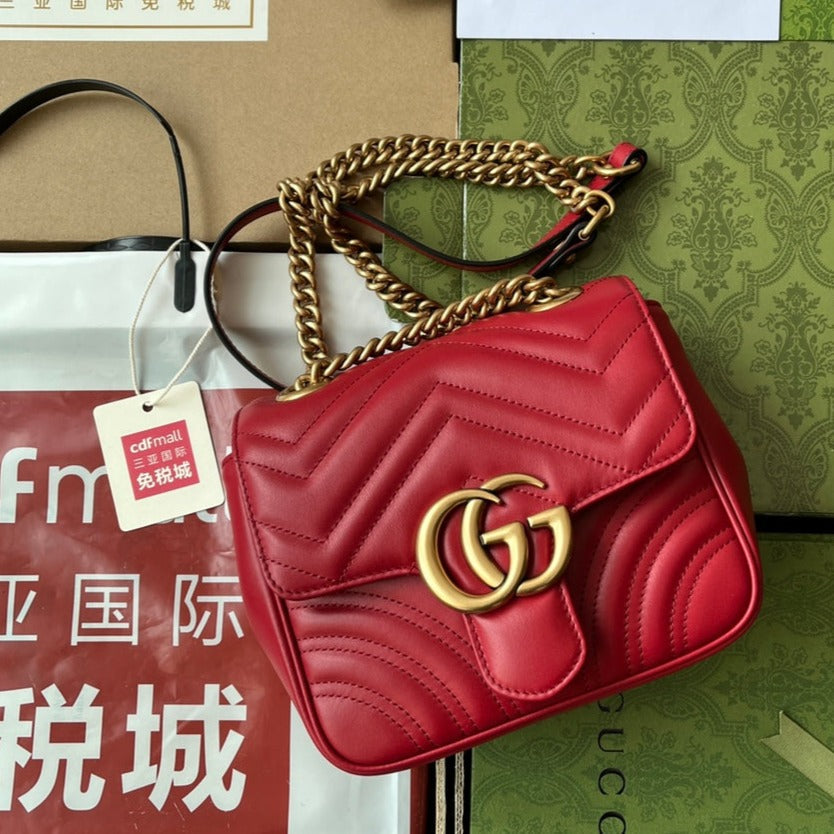 gg marmont mini 18cm red calfskin gold hardware mysite