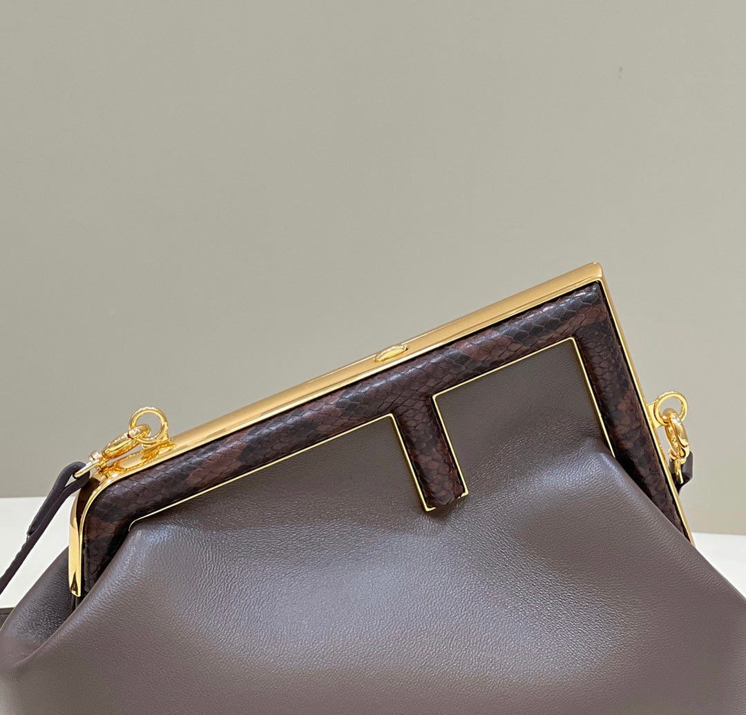 FENDI FIRST MEDIUM 26 BAG IN CHOCOLATE BROWN CALFSKIN WITH GOLD HARDWARE mysite