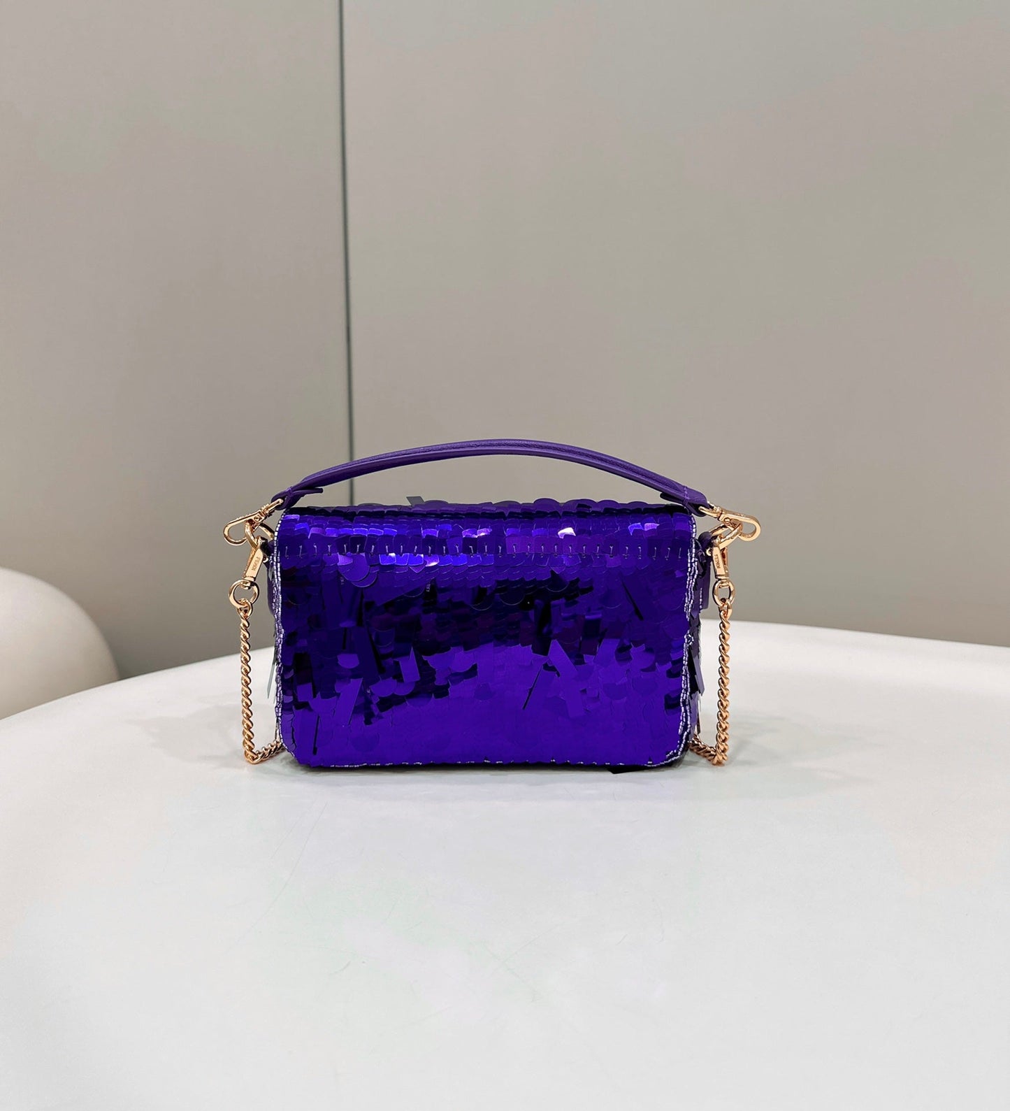 BAGUETTE MINI 19 IN GRAPE JELLY SEQUINS GOLD HARDWARE mysite