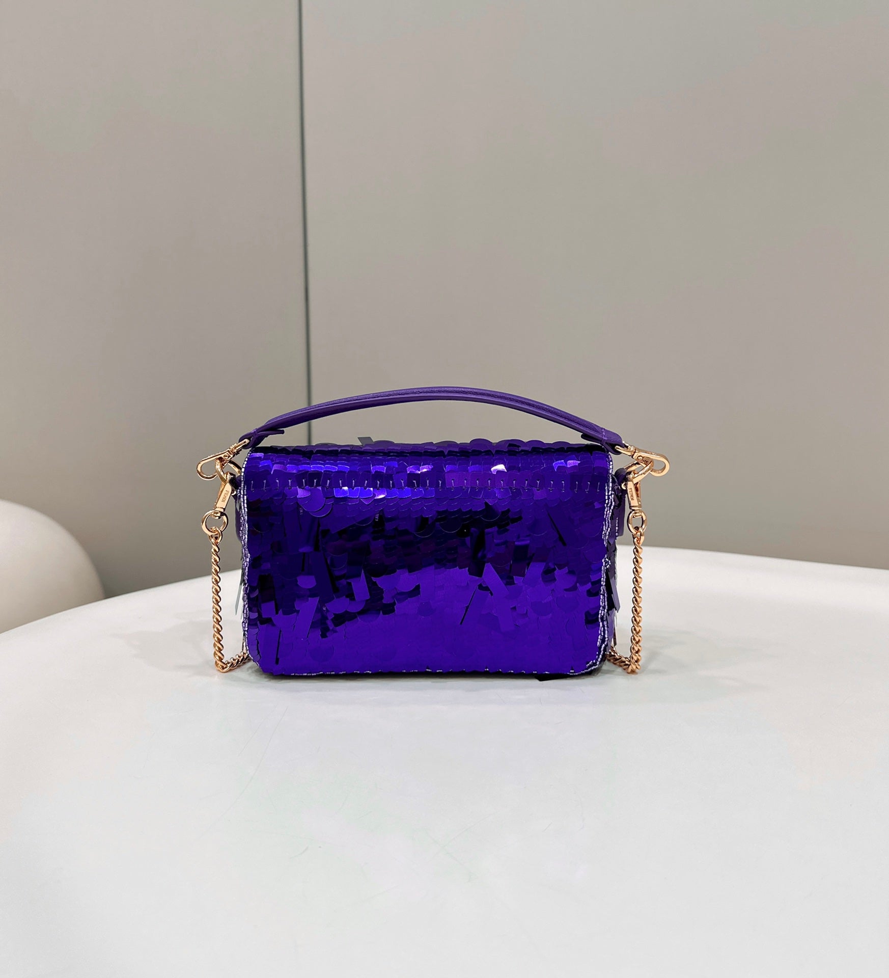BAGUETTE MINI 19 IN GRAPE JELLY SEQUINS GOLD HARDWARE mysite