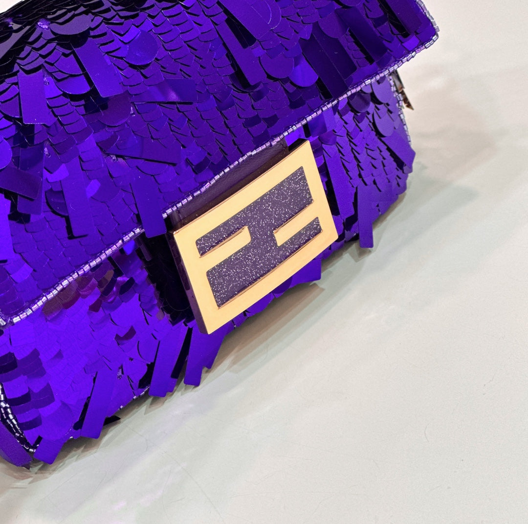BAGUETTE MINI 19 IN GRAPE JELLY SEQUINS GOLD HARDWARE mysite