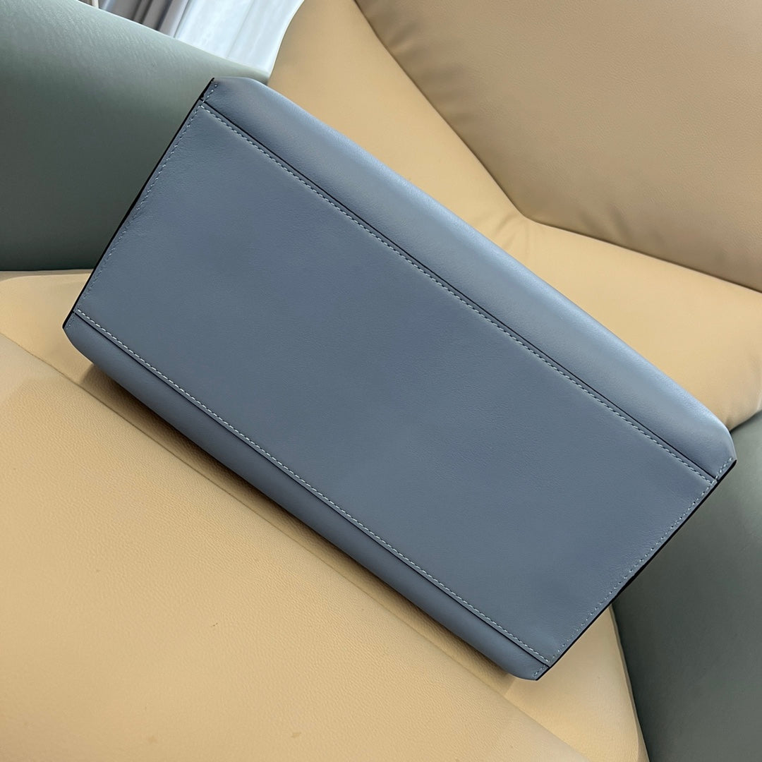 Loew Unisex Cubi Shoulder Crossbody Zipper Commuter Tote Bag Blue smooth calfskin mysite