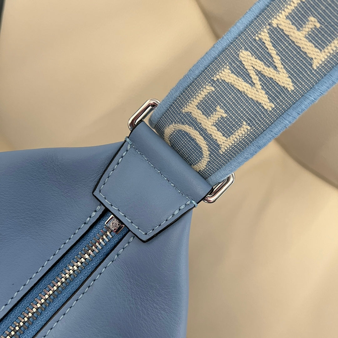 Loew Unisex Cubi Shoulder Crossbody Zipper Commuter Tote Bag Blue smooth calfskin mysite