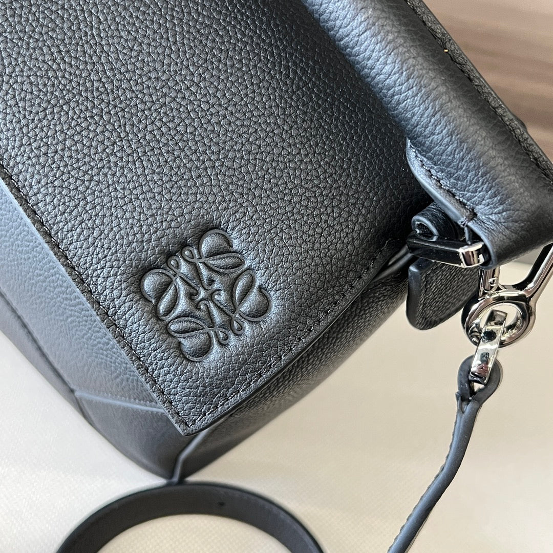Puzzle bag 29cm in soft grained black calfskin mysite