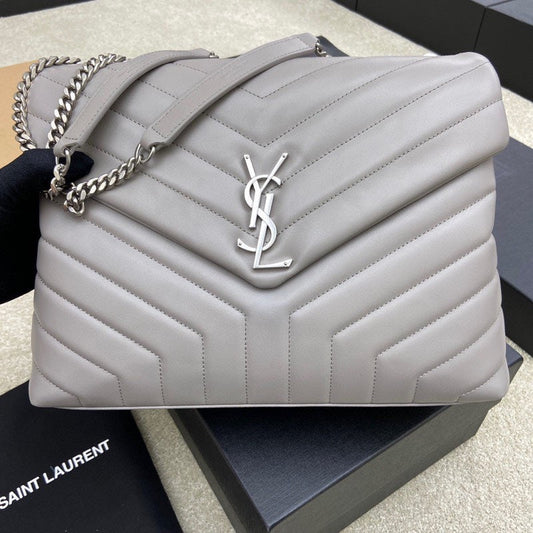 LOULOU MEDIUM 32 GREY QUILTED LEATHER SILVER HARDWARE mysite