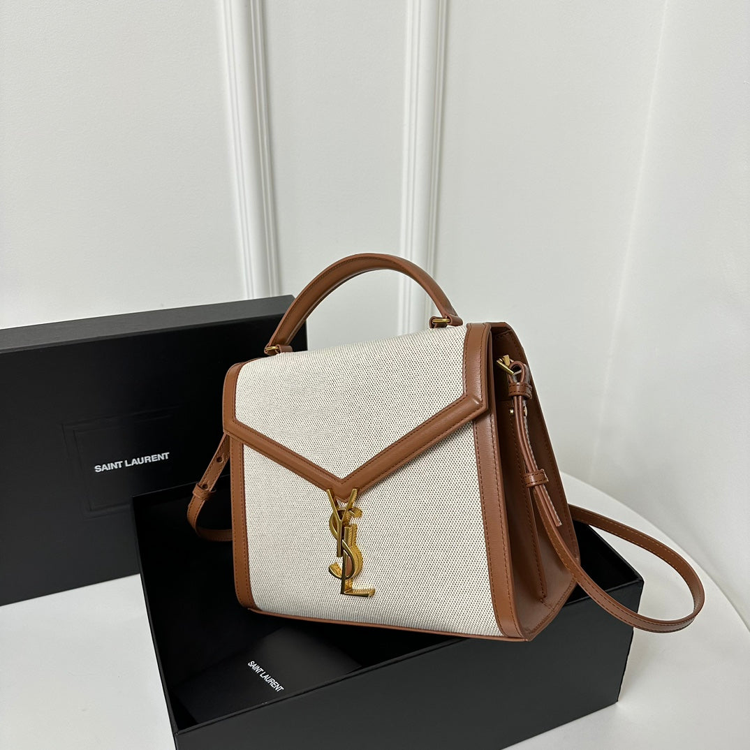 SL Cassandra Top Handle 2wayBag Beige Canvas Brown Leather mysite