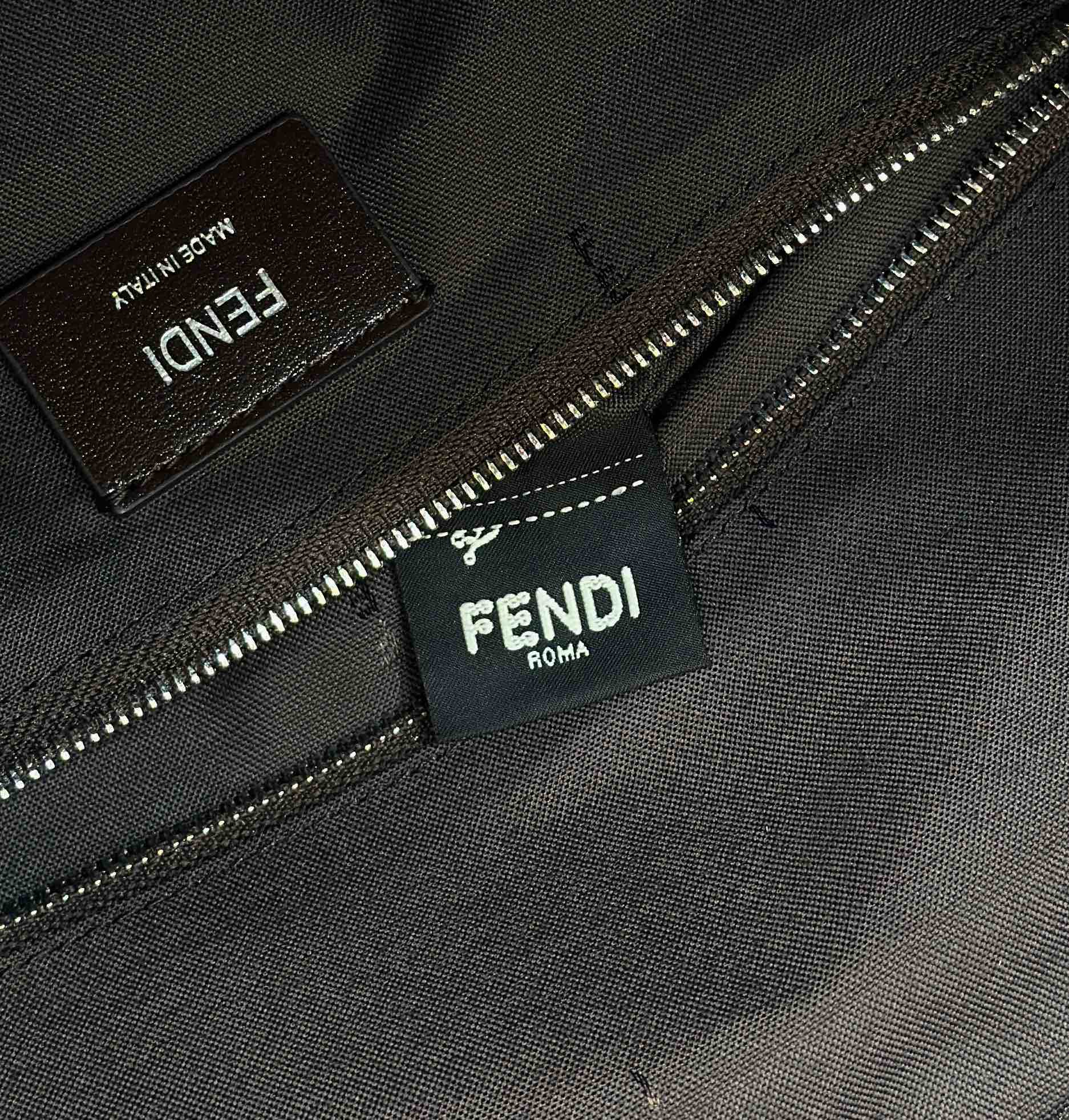 FENDI STRIKE 41 MEDIUM FF MOCHA BROWN JACQUARD FABRIC BACKPACK mysite