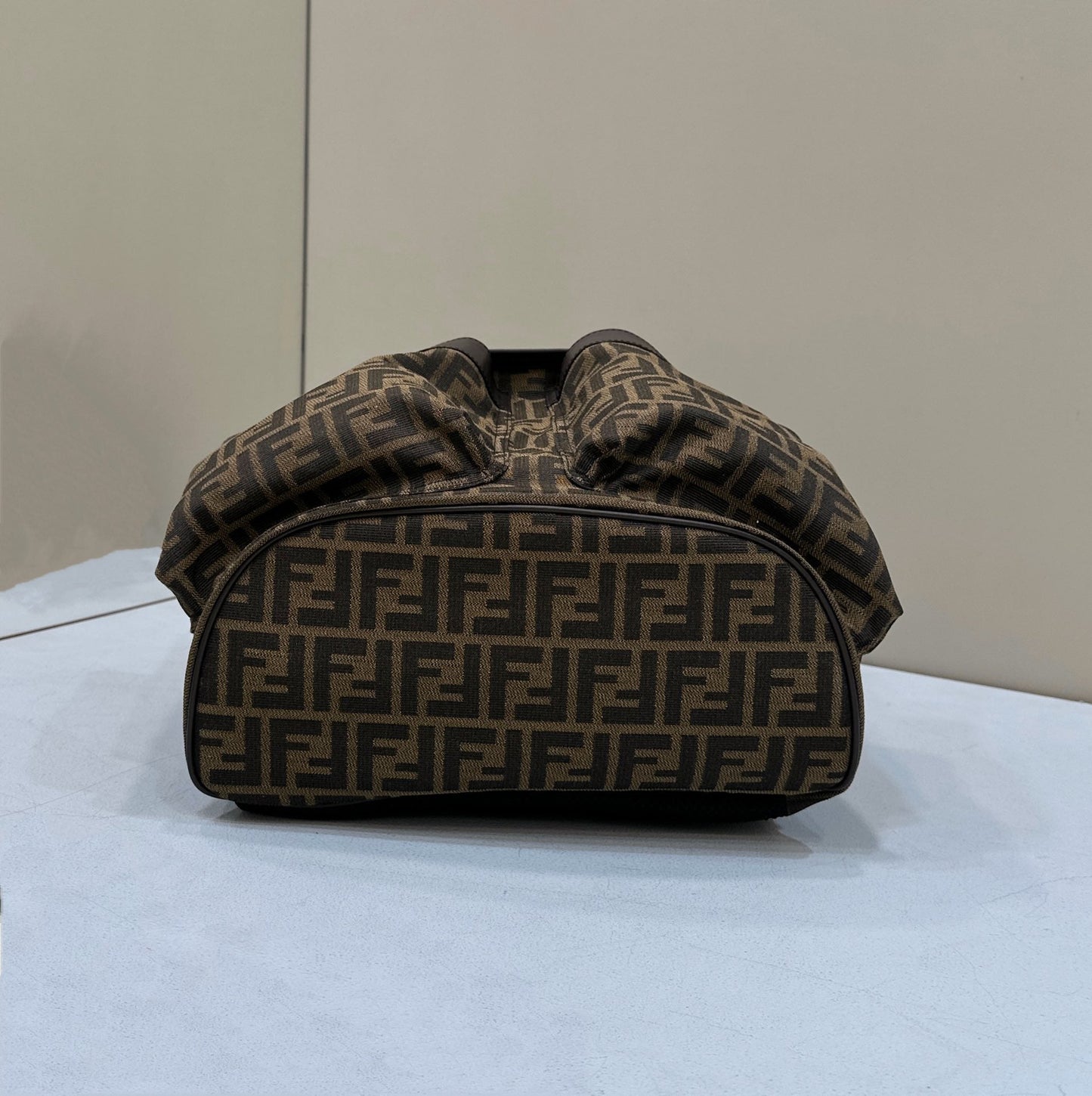 FENDI STRIKE 41 MEDIUM FF MOCHA BROWN JACQUARD FABRIC BACKPACK mysite