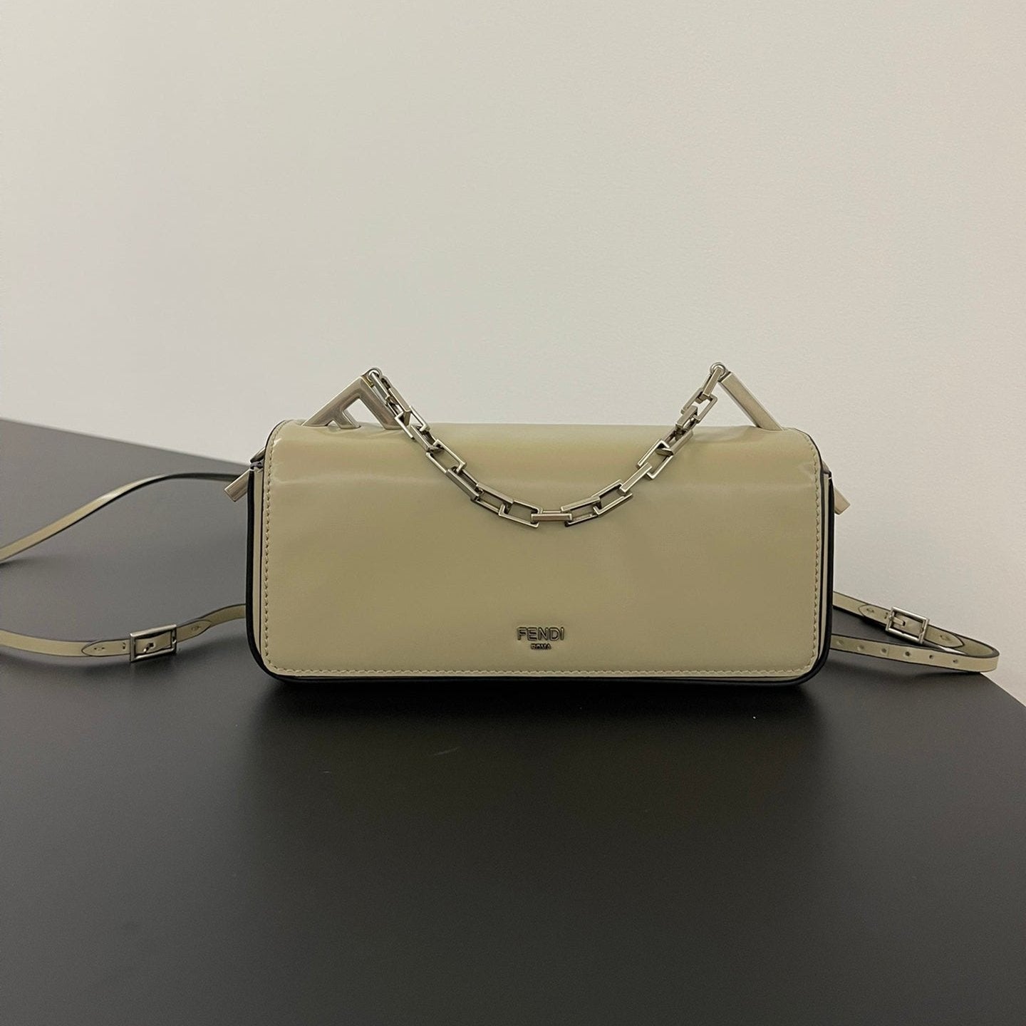 FENDI MINI FIRST SIGHT 23 BAG IN ECRU BROWN CALFSKIN WITH SILVER HARDWARE mysite