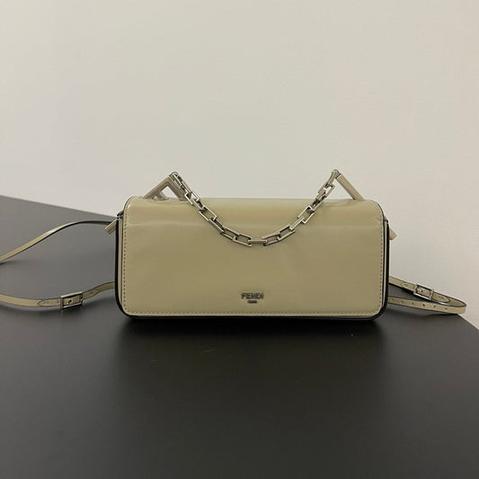 FENDI MINI FIRST SIGHT 23 BAG IN ECRU BROWN CALFSKIN WITH SILVER HARDWARE mysite