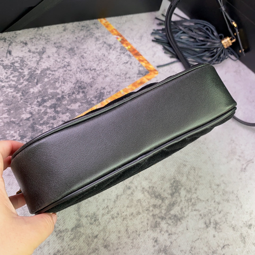 LOU CAMERA BAG 23 IN BLACK SUEDE AND CALFSKIN TRIM mysite