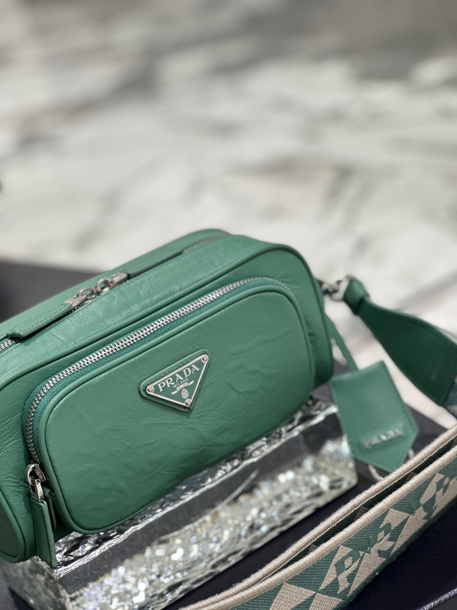 CAMERA BAG 23 IN CASTLETON GREEN WRINKLED LAMBSKIN mysite