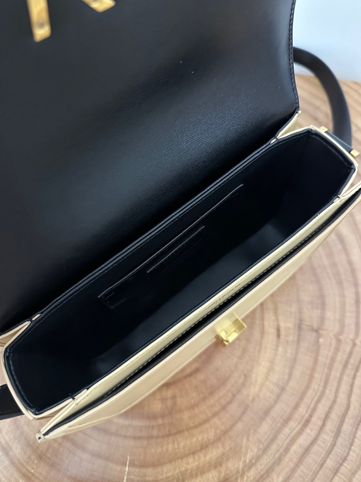 YSL Solferino Small Satchel Bag Black mix Beige Gold Calfskin 339470 mysite