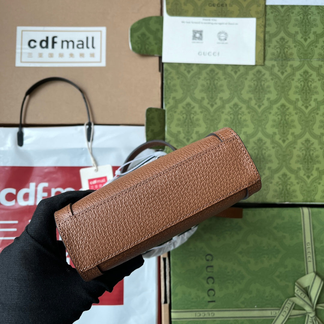 Gucci Diana Bamboo Mini Tote Bag Brown Lambskin 240107 mysite