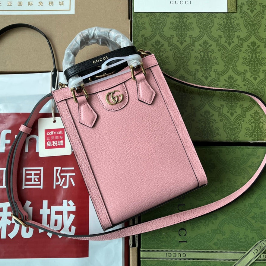Gucci Diana Bamboo Mini Tote Bag Pink Lambskin 240109 mysite