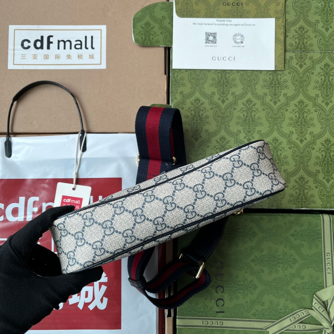 Gucci Ophidia Bag Blue Beige Leather Canvas 239801 mysite