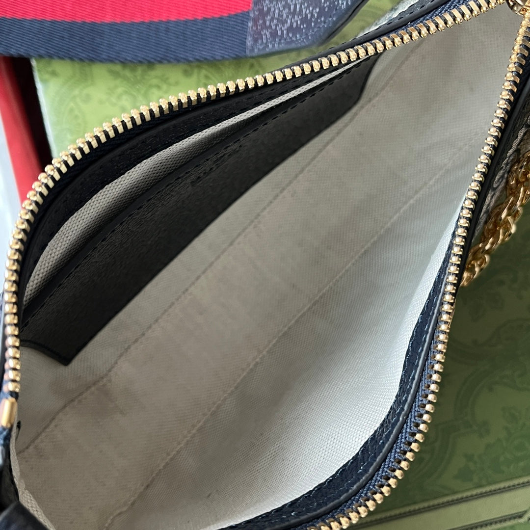 Gucci Ophidia Bag Blue Beige Leather Canvas 239801 mysite