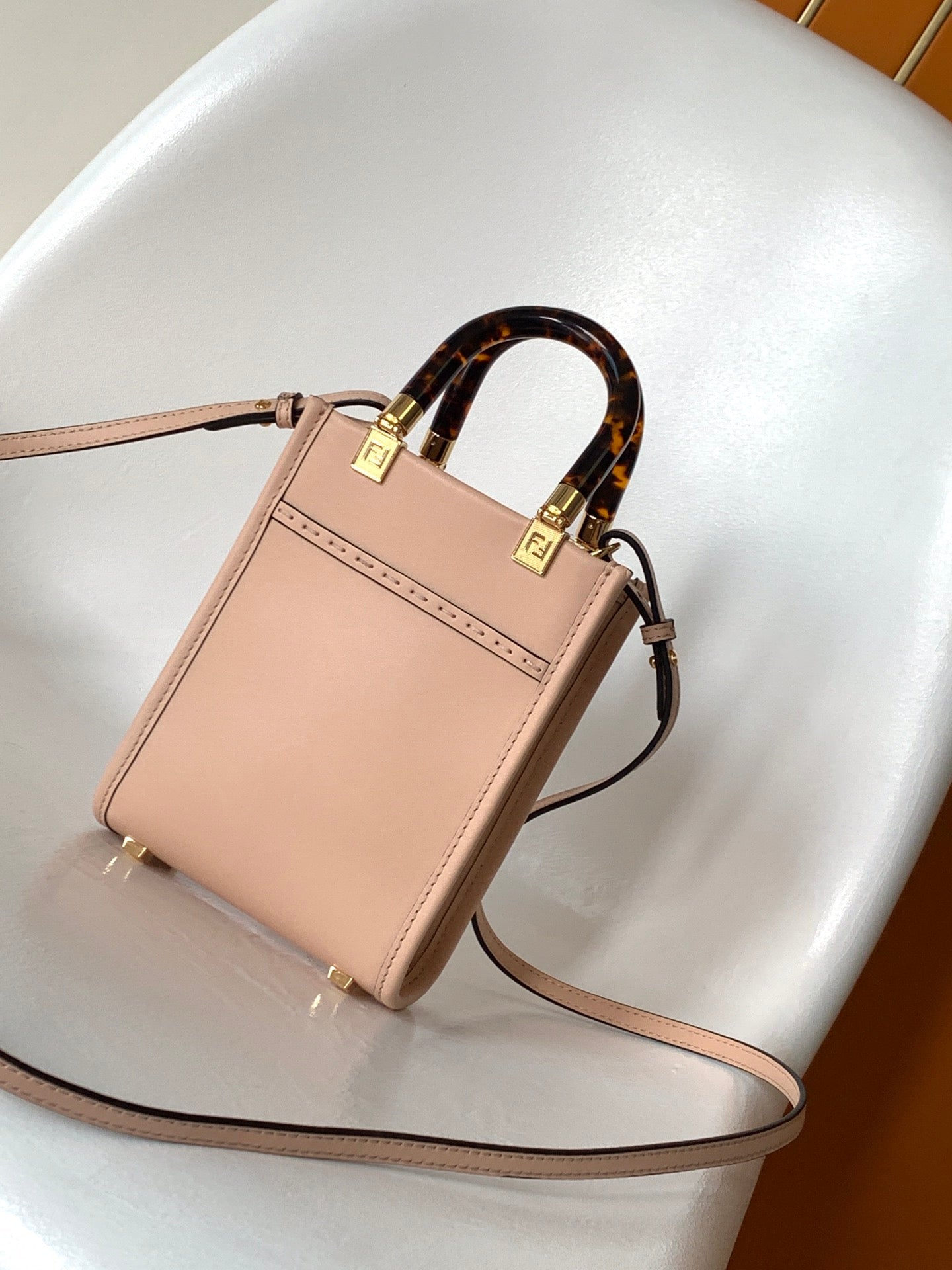 Fend Mini Sunshine Shopper Bag 18 Peach Leather mysite