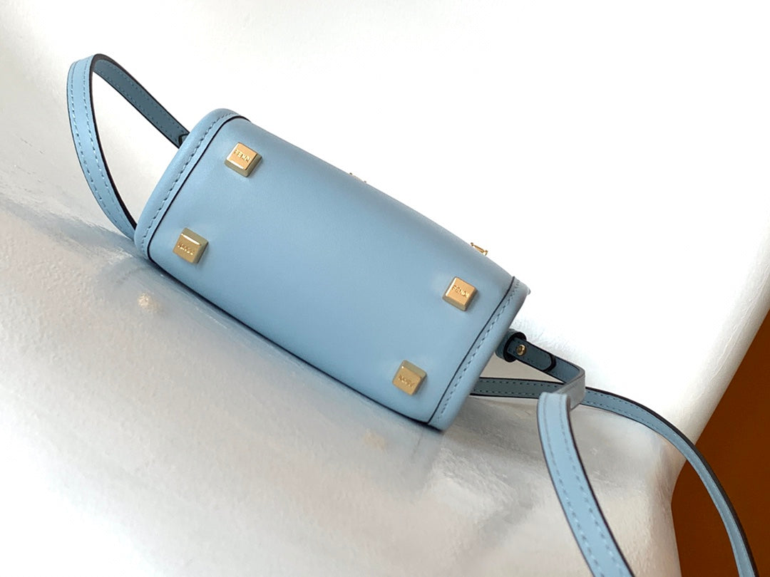 Fend Mini Sunshine Shopper Bag 18 Blue Leather mysite