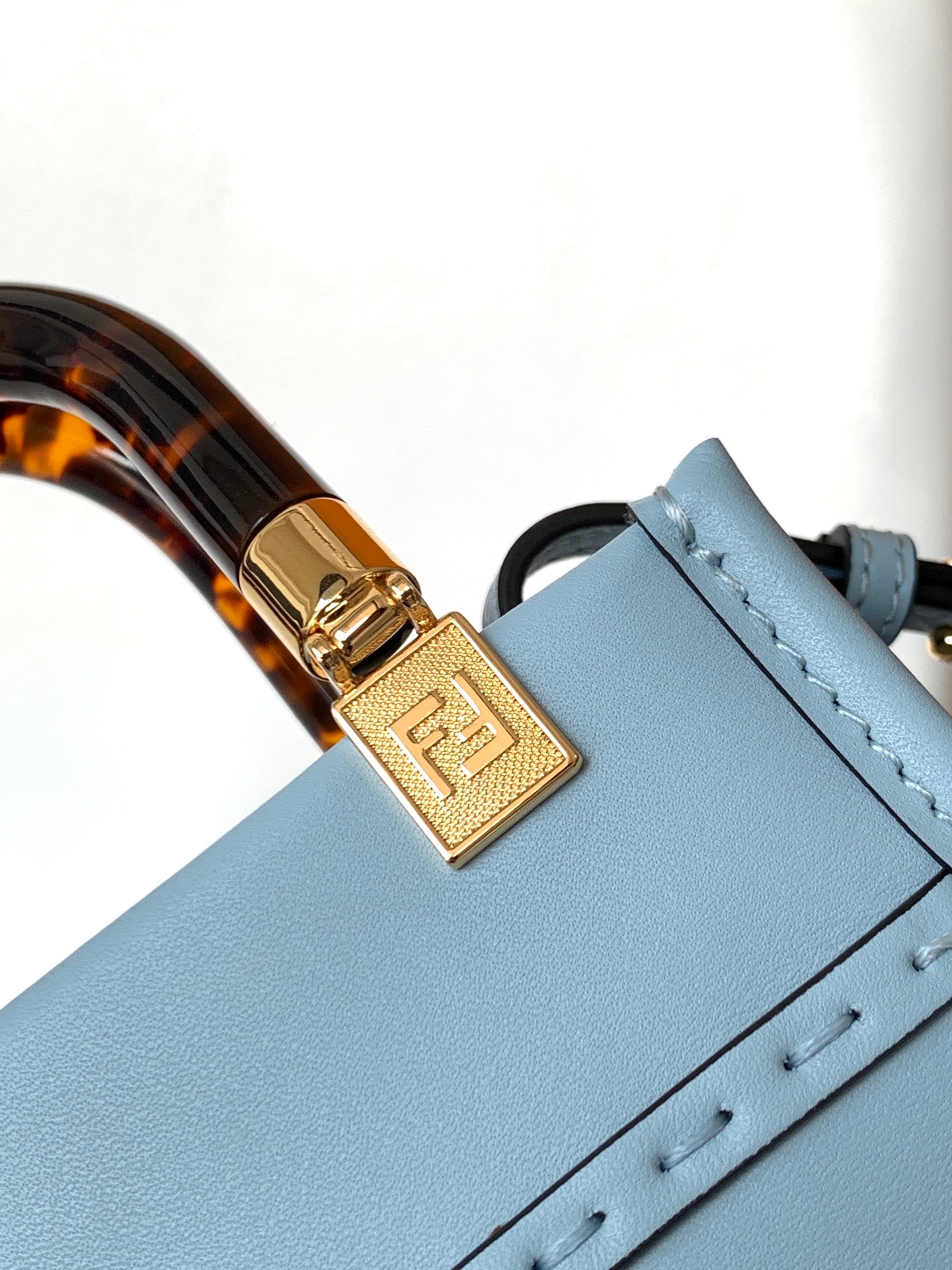 Fend Mini Sunshine Shopper Bag 18 Blue Leather mysite
