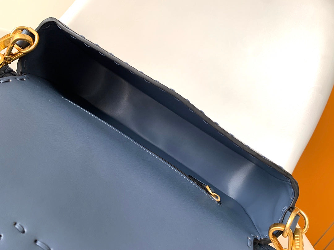 Fend Baguette 27 Bag Blue Calfskin Ghw mysite