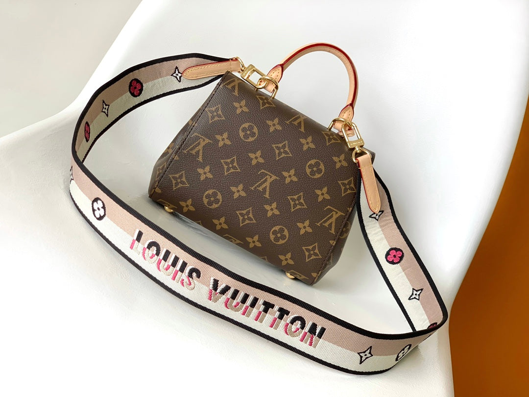 LV Cluny Mini Bag Brown Monogram Canvas Beige Cowhide 268762 mysite