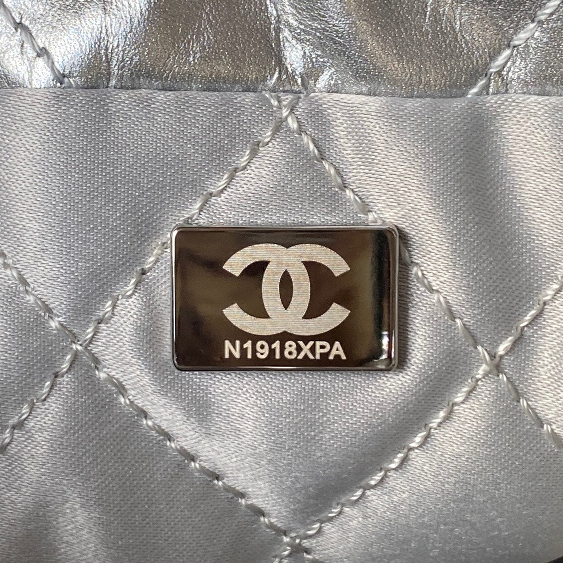 CC 24S Hobo 22 Bag 20cm Silver Metalic Lambskin mysite
