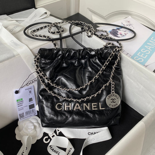 CC 24S Hobo 22 Bag 20cm Black Aged Lambskin mysite