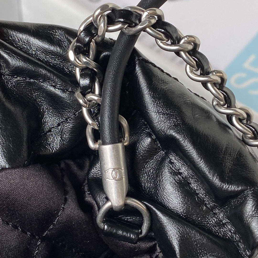CC 24S Hobo 22 Bag 20cm Black Aged Lambskin mysite