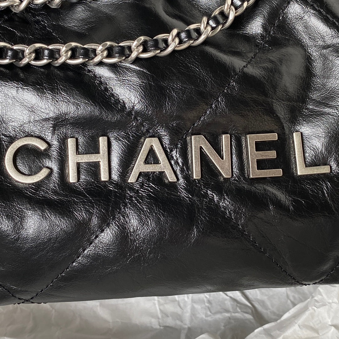 CC 24S Hobo 22 Bag 20cm Black Aged Lambskin mysite