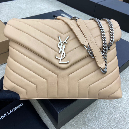 LOULOU MEDIUM 32 CREAM QUILTED LEATHER SILVER HARDWARE mysite
