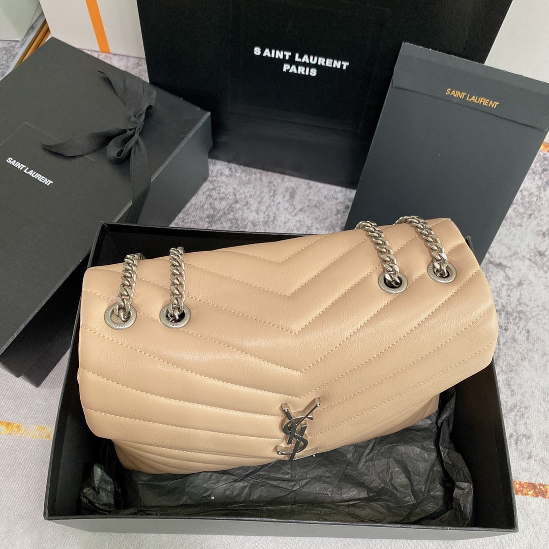 LOULOU MEDIUM 32 BEIGE QUILTED LEATHER SILVER HARDWARE mysite