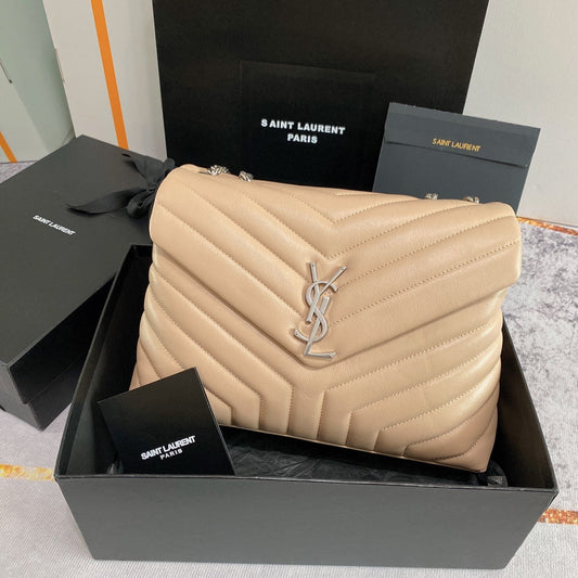 LOULOU MEDIUM 32 BEIGE QUILTED LEATHER SILVER HARDWARE mysite
