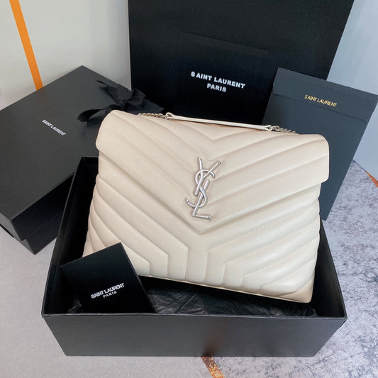 LOULOU MEDIUM 32 WHITE QUILTED LEATHER SILVER HARDWARE mysite