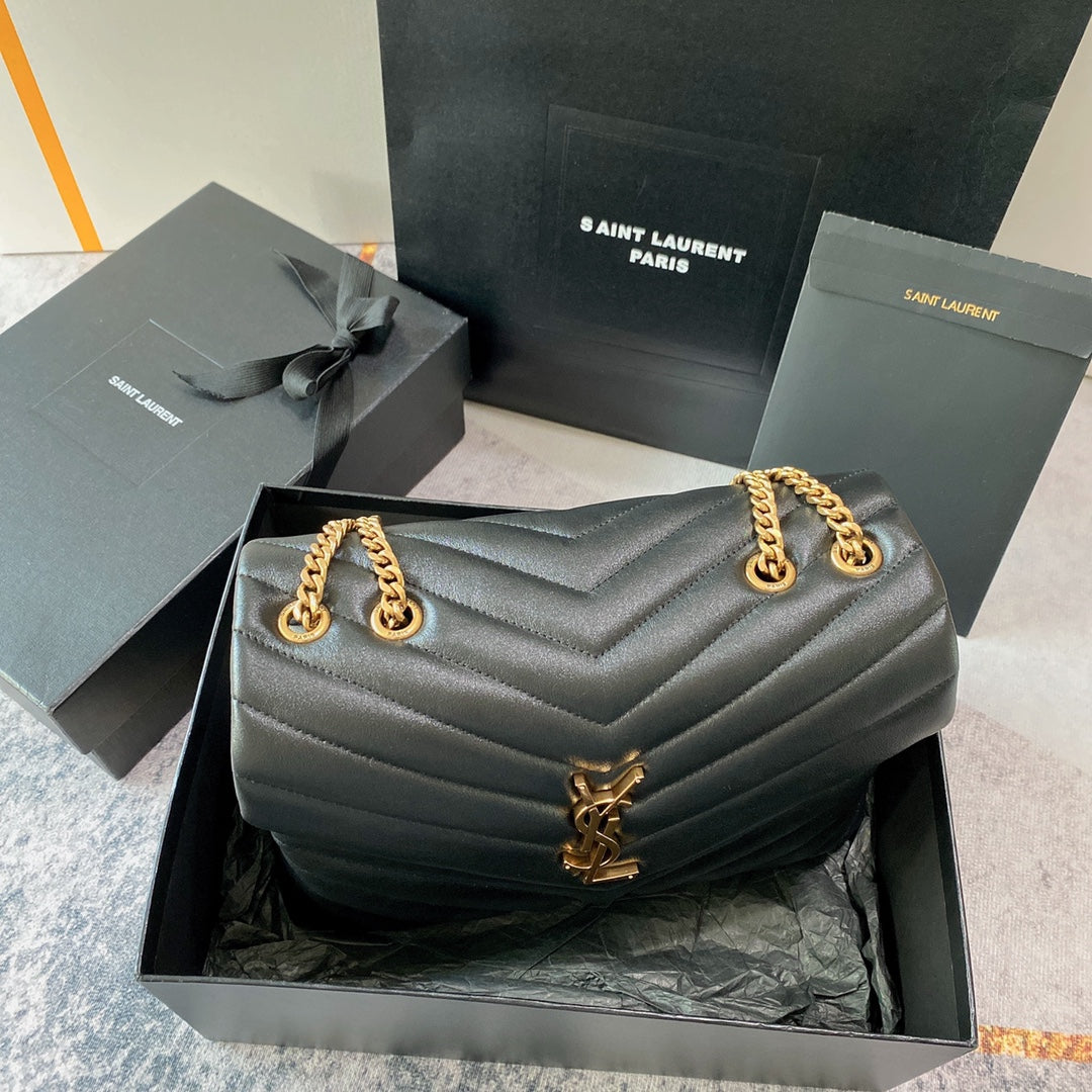 LOULOU MEDIUM 32 BLACK QUILTED LEATHER GOLD HARDWARE mysite