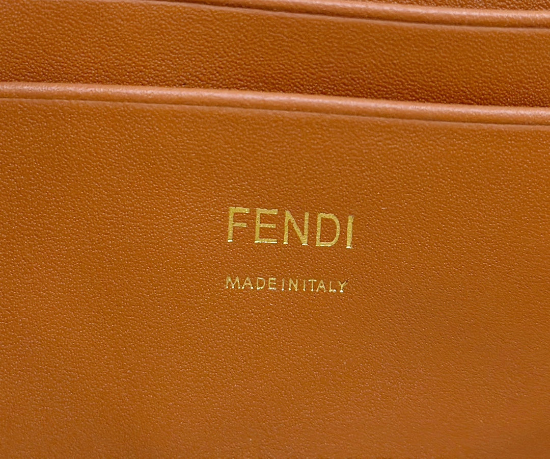 FENDI 19 BAGUETTE BAG IN FLAX YELLOW CANVAS WITH GOLD HARDWARE mysite