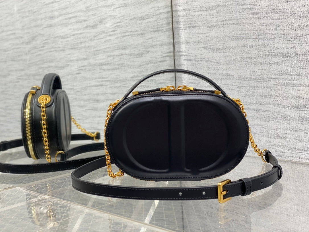 CD Oval camera bag 18 black cowhide leather mysite