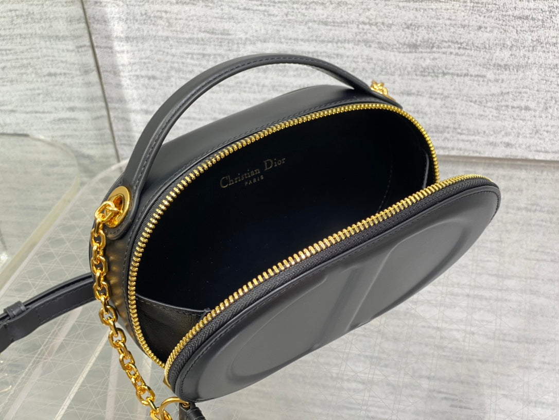 CD Oval camera bag 18 black cowhide leather mysite