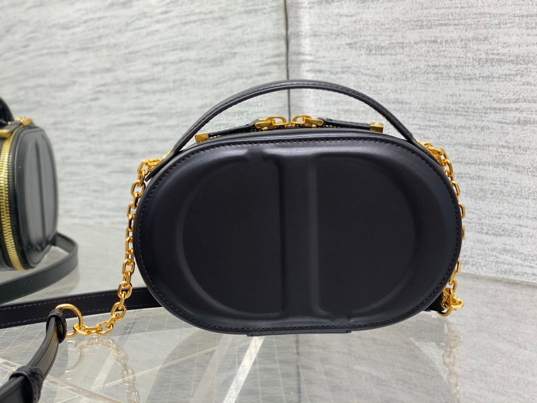 CD Oval camera bag 18 black cowhide leather mysite