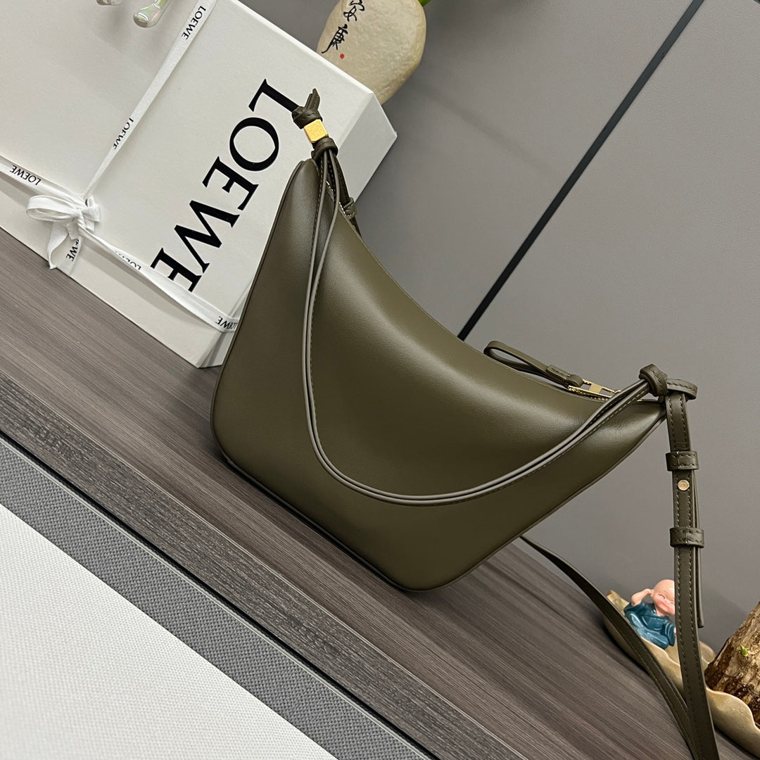 LOE LUNA HOBO 28 BAG IN DARK OLIVE GREEN CALFSKIN mysite