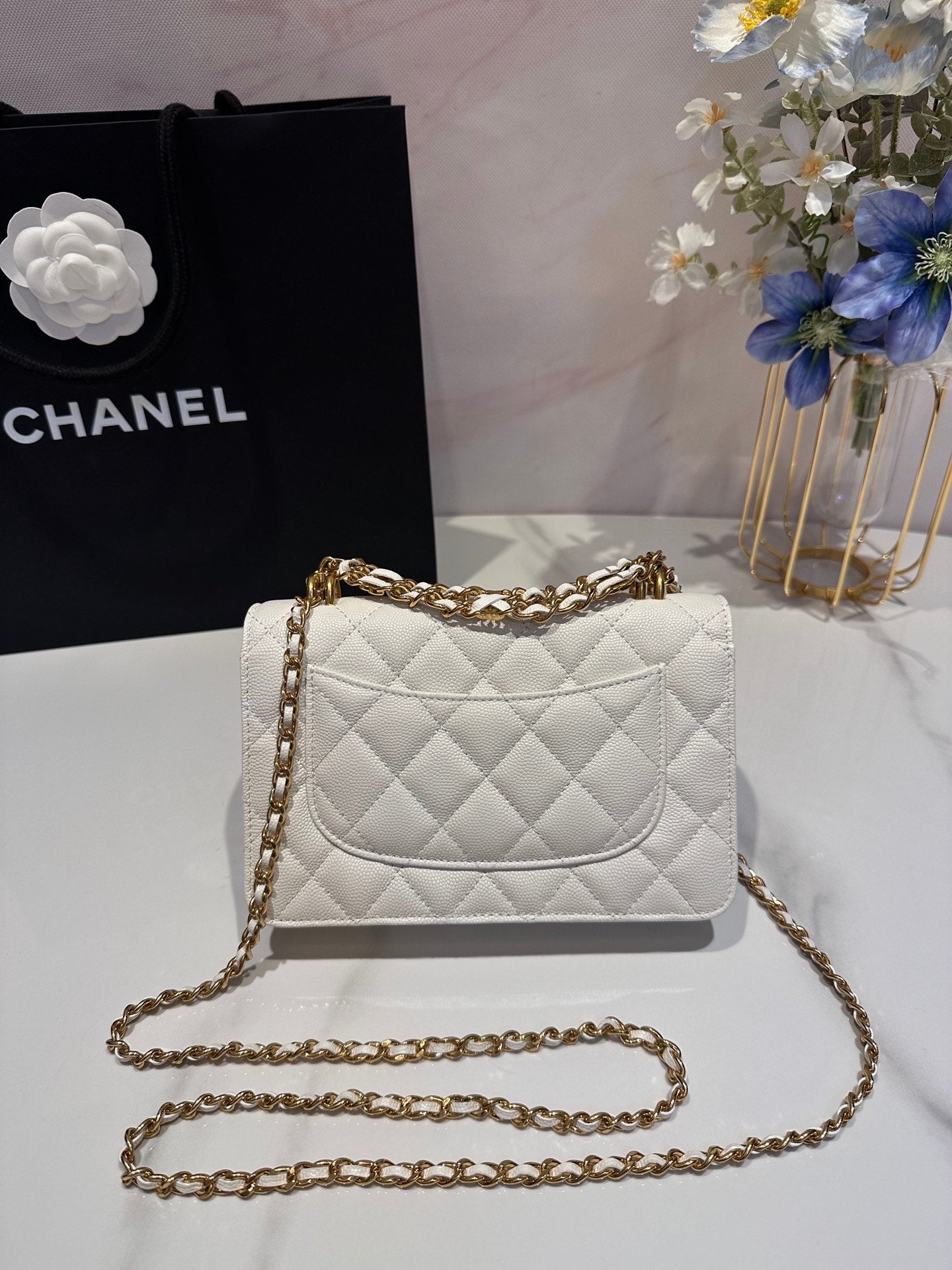 CC 24K Woc 19cm Cream Grained Calfskin Gold Hardware mysite