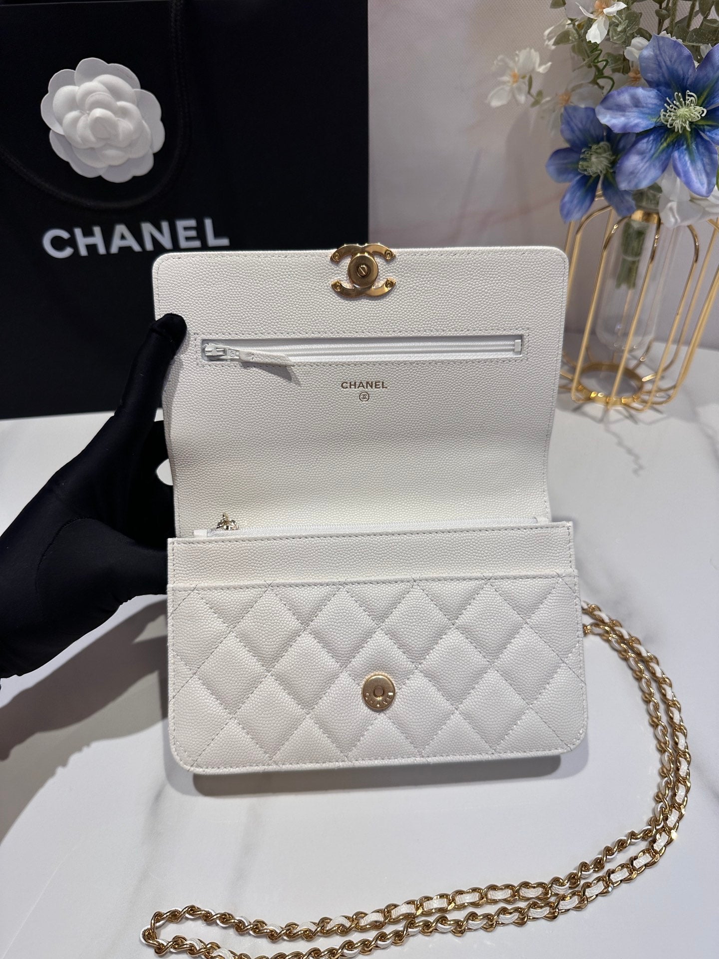 CC 24K Woc 19cm Cream Grained Calfskin Gold Hardware mysite