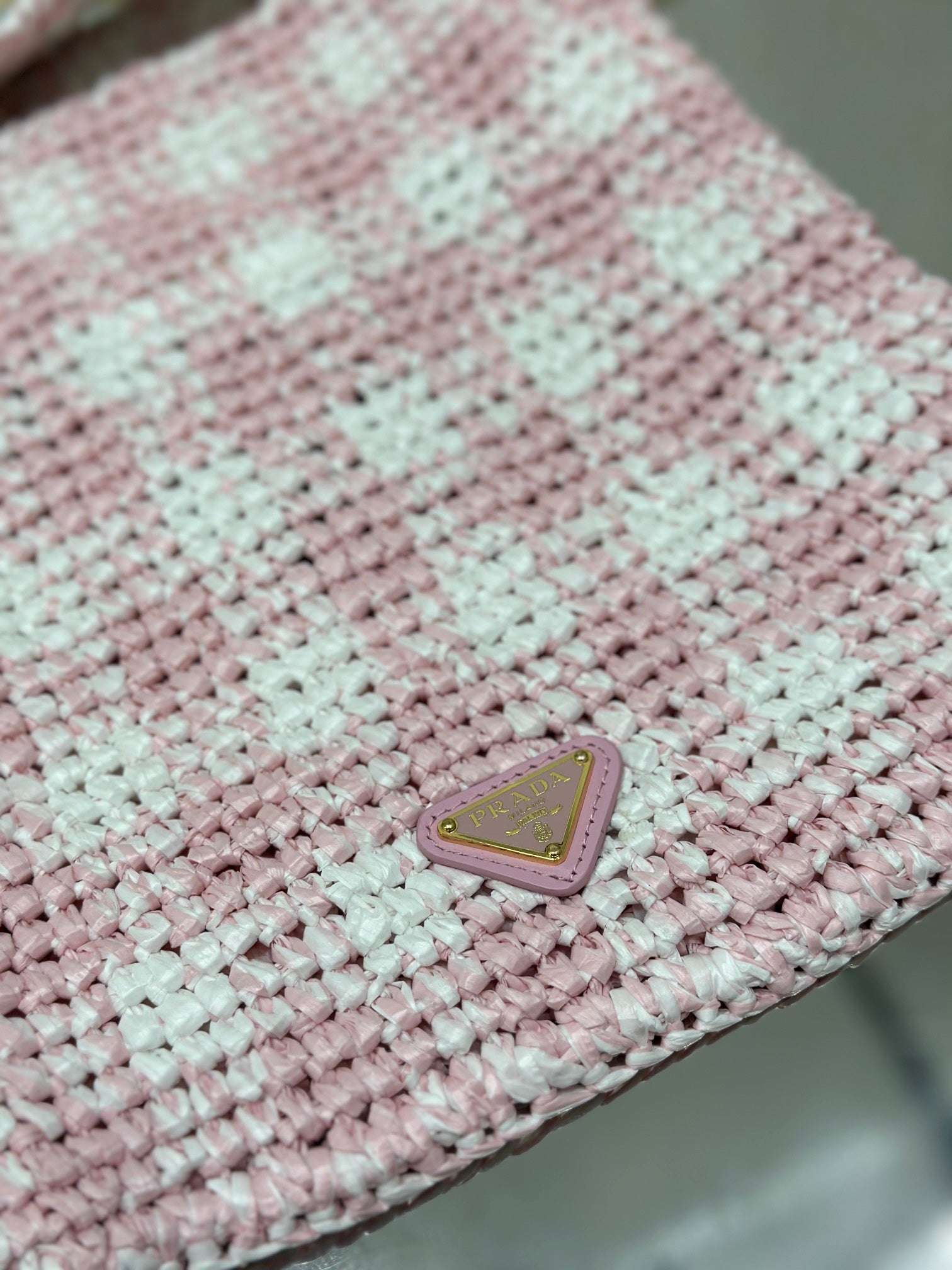 SMALL TOTE BAG 29 IN PINK MIX WHITE AND BLACK WOVEN RAFFIA mysite