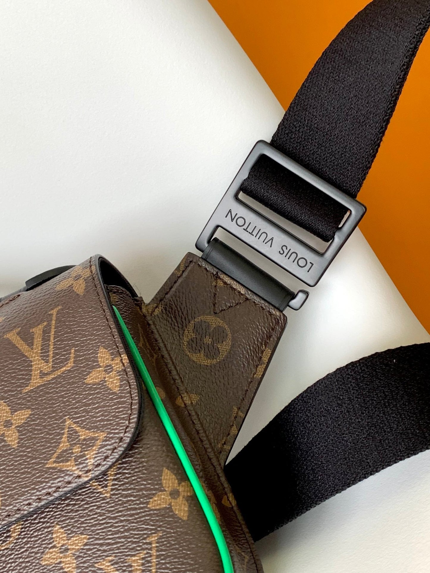 LV  S Lock Sling Bag 21cm Brown Green Monogram Macassar Canvas mysite