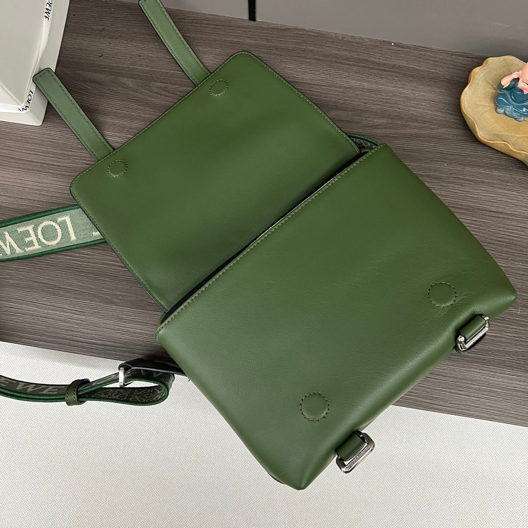 Loew Military Dark Green Leather Messager Bag mysite