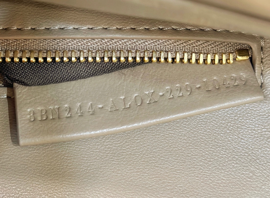 PEEKABOO 24 IN WHITE MIX BROWN INTERLACED CALFSKIN GOLD HARDWARE mysite