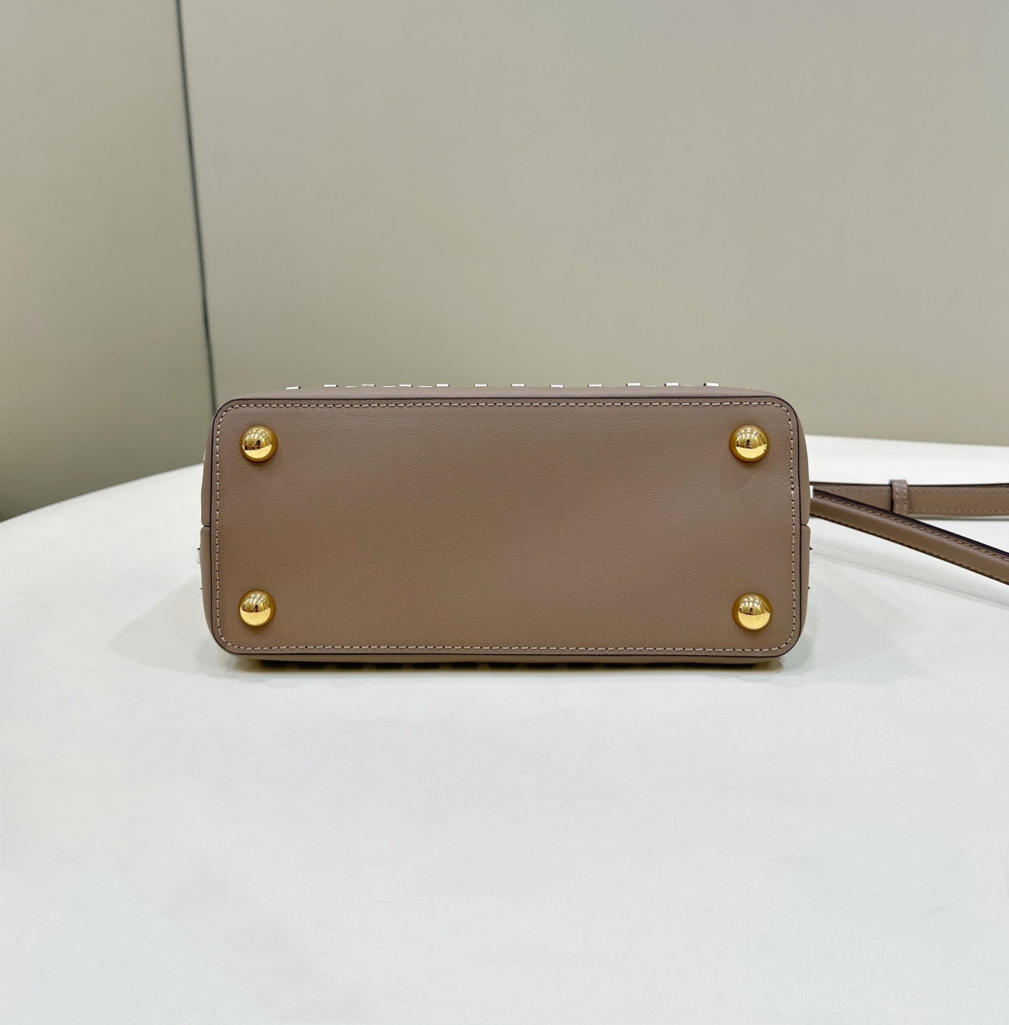 PEEKABOO 24 IN WHITE MIX BROWN INTERLACED CALFSKIN GOLD HARDWARE mysite