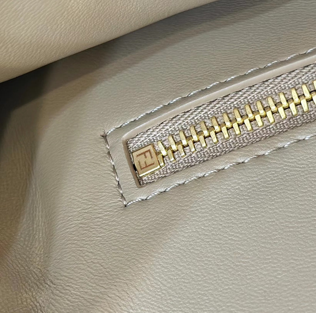 PEEKABOO 24 IN WHITE MIX BROWN INTERLACED CALFSKIN GOLD HARDWARE mysite
