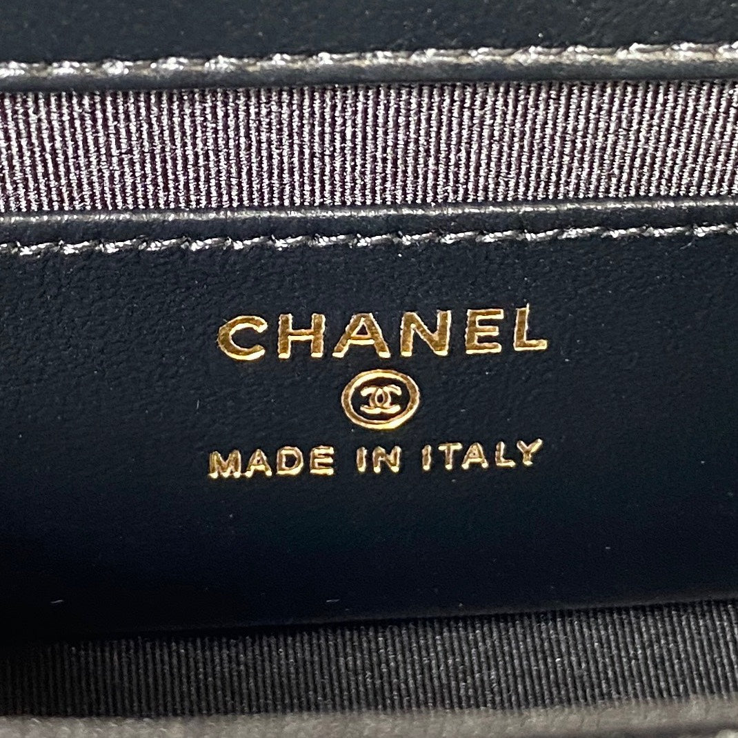 MINI FLAP BAG 13 IN BLACK LAMBSKIN WITH GOLD HANDLE mysite